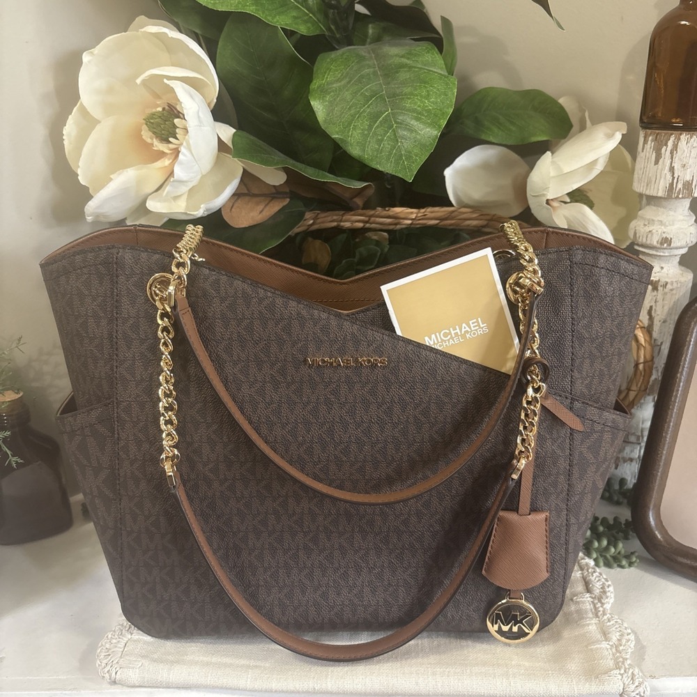 Michael Kors Women Lady Chain Mk Signature Logo Tote Handbag Purse Bag Shoulder